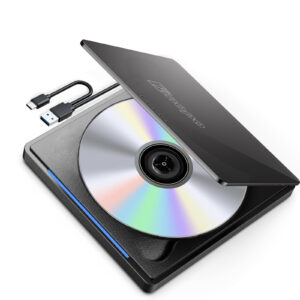 External CD/DVD Drive for Laptop, DVD Player for Laptop, Clamshell Portable Reader Writer, CD Burner External Disk Drive Optical Compatible with Desktop Mac,Windows 11/10/8/7 Linux