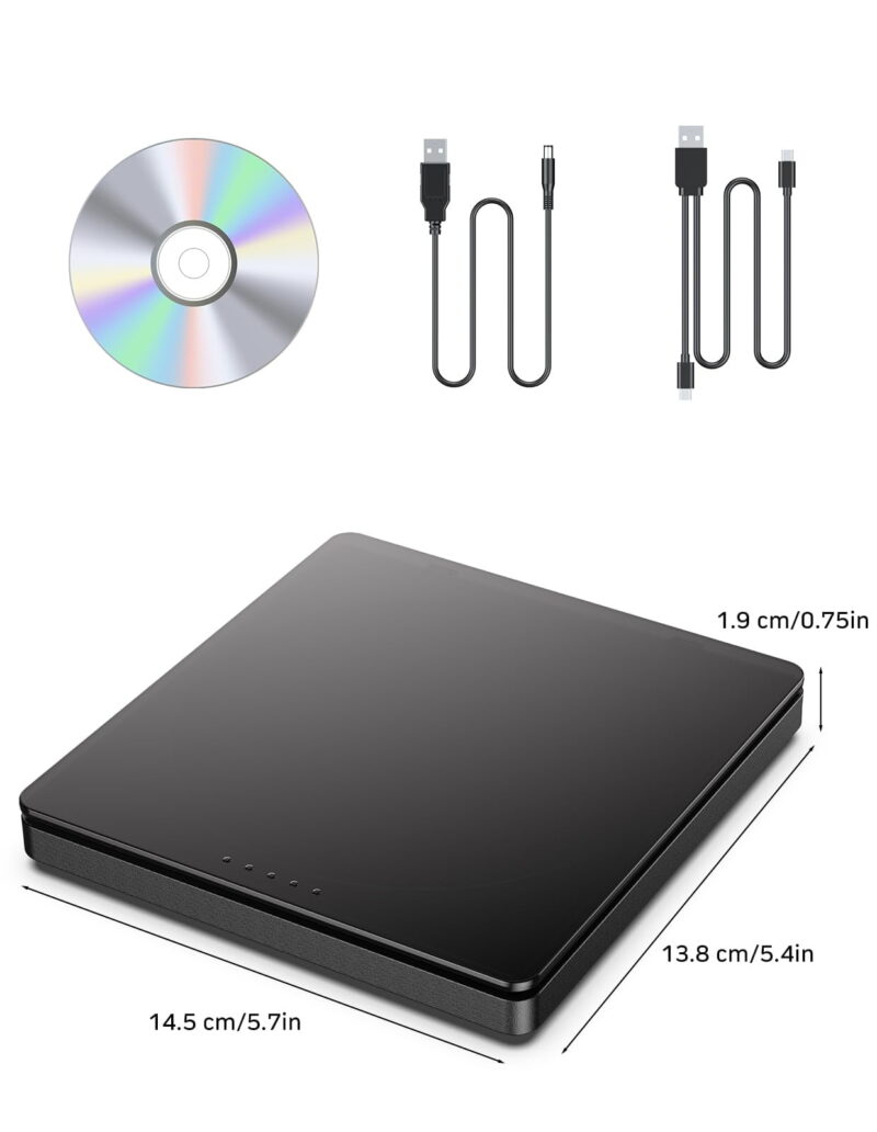 External CD/DVD Drive for Laptop,CD Burner Clamshell Portable Reader Writer Optical Disk Drive, DVD Player for Laptop +/-RW USB 3.0,External DVD Drive for PC Windows Linux Mac - Image 4