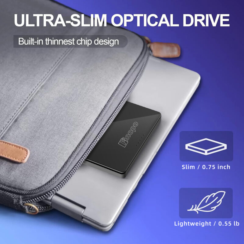 External CD/DVD Drive for Laptop, DVD Player for Laptop, Clamshell Portable Reader Writer, CD Burner External Disk Drive Optical Compatible with Desktop Mac,Windows 11/10/8/7 Linux - Image 6