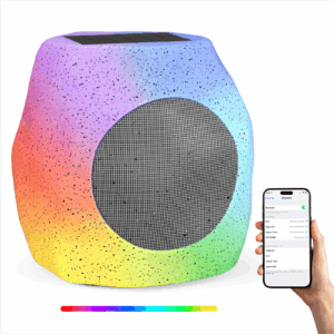 Outdoor Bluetooth Speakers, Rock Solar Speaker,  Waterproof Wireless Rock Speakers Outdoor Waterproof Solar Bluetooth Speaker with Lights RGB TWS Pair for Pool Yard  garden